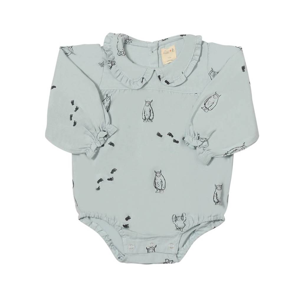 NEW ETTIE + H girl's florence yeti bubble romper in grey